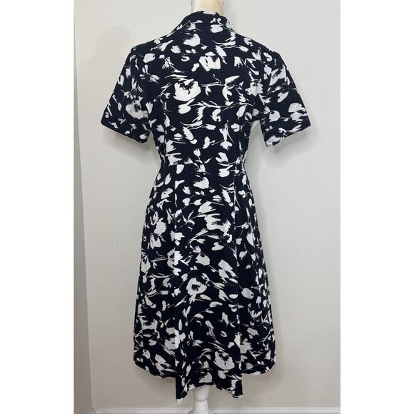 Jason Wu Collective Floral Collard Midi Dress Size 12 Black & White Pockets - Picture 10 of 14